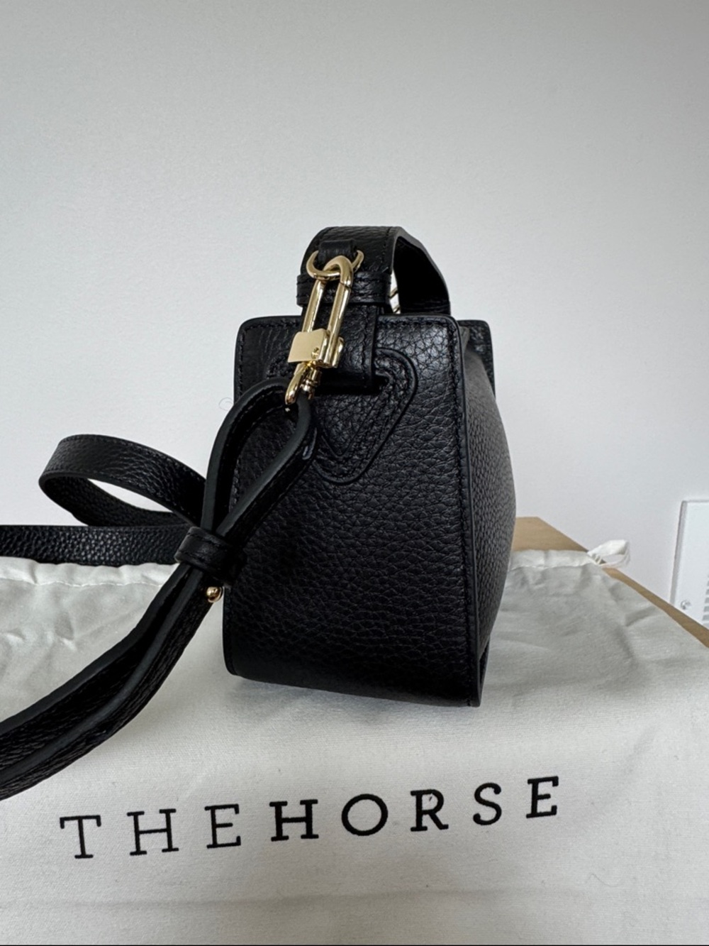 The Horse Black Pebbled Leather Mini Clementine Crossbody with Gold Hardware - Picture 5 of 7